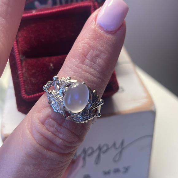 Genuine Natural Imported Moonstone .925 Sterling Silver Ring - Picture 2 of 6